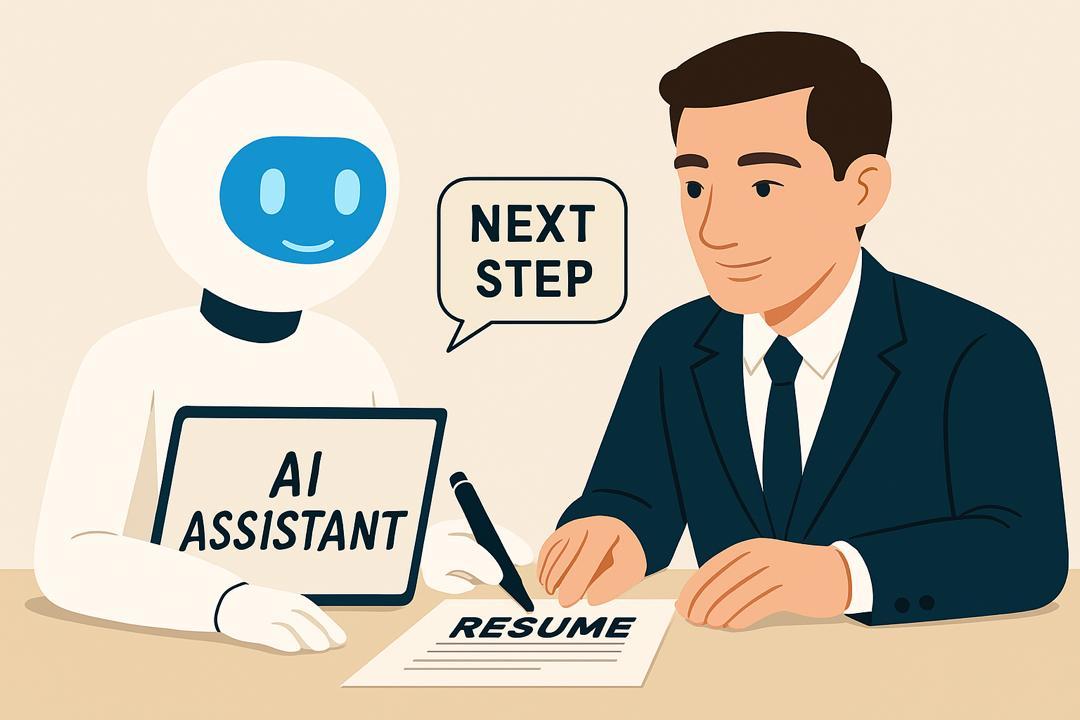 Professional practicing for interview using AI interview preparation platform with real-time feedback