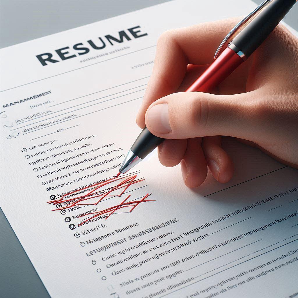 Professional proofreading CV with editing marks and checklist
