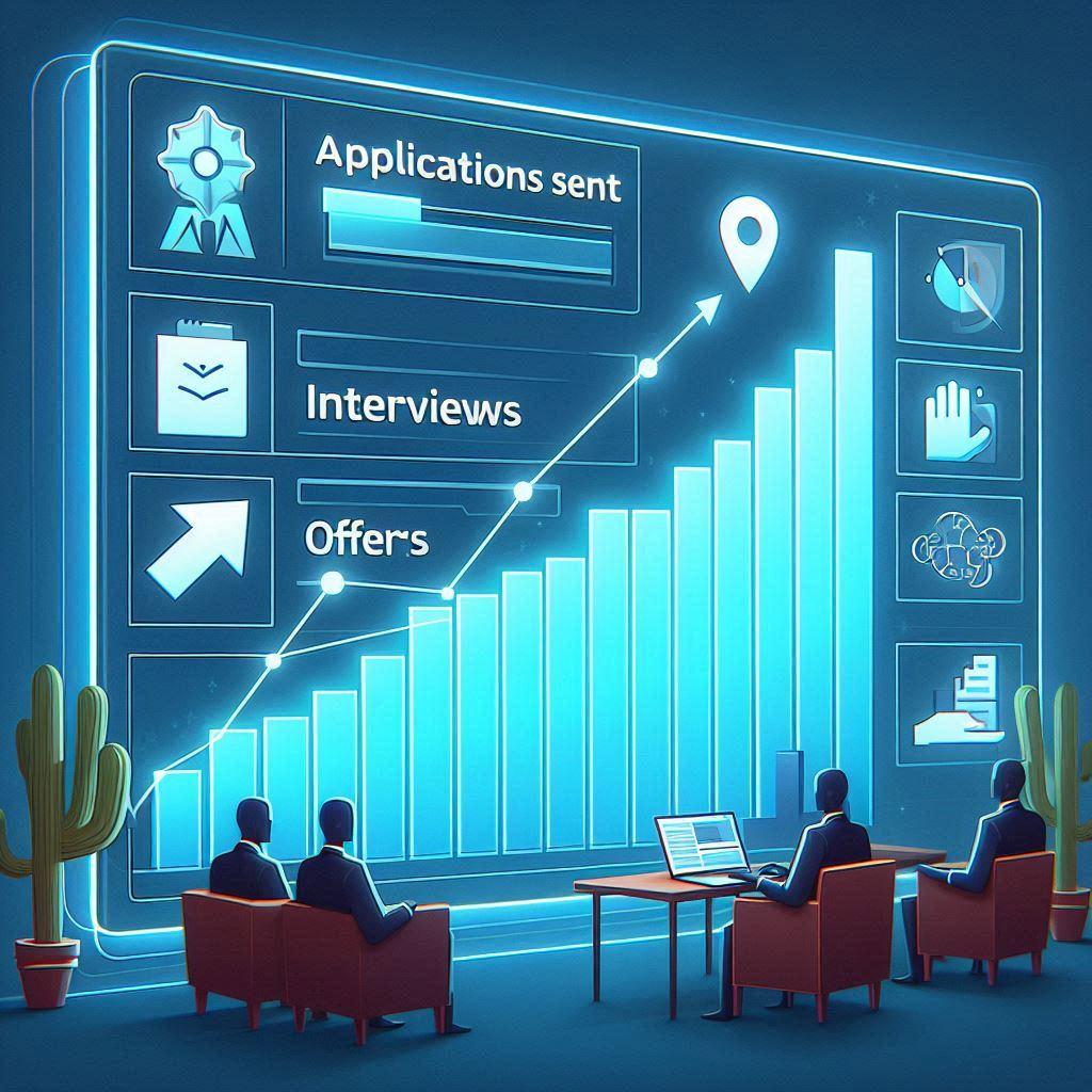 Professional reviewing predictive career analytics dashboard with future opportunity forecasts